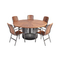 Modern Round Dining Table with Wooden Chairs