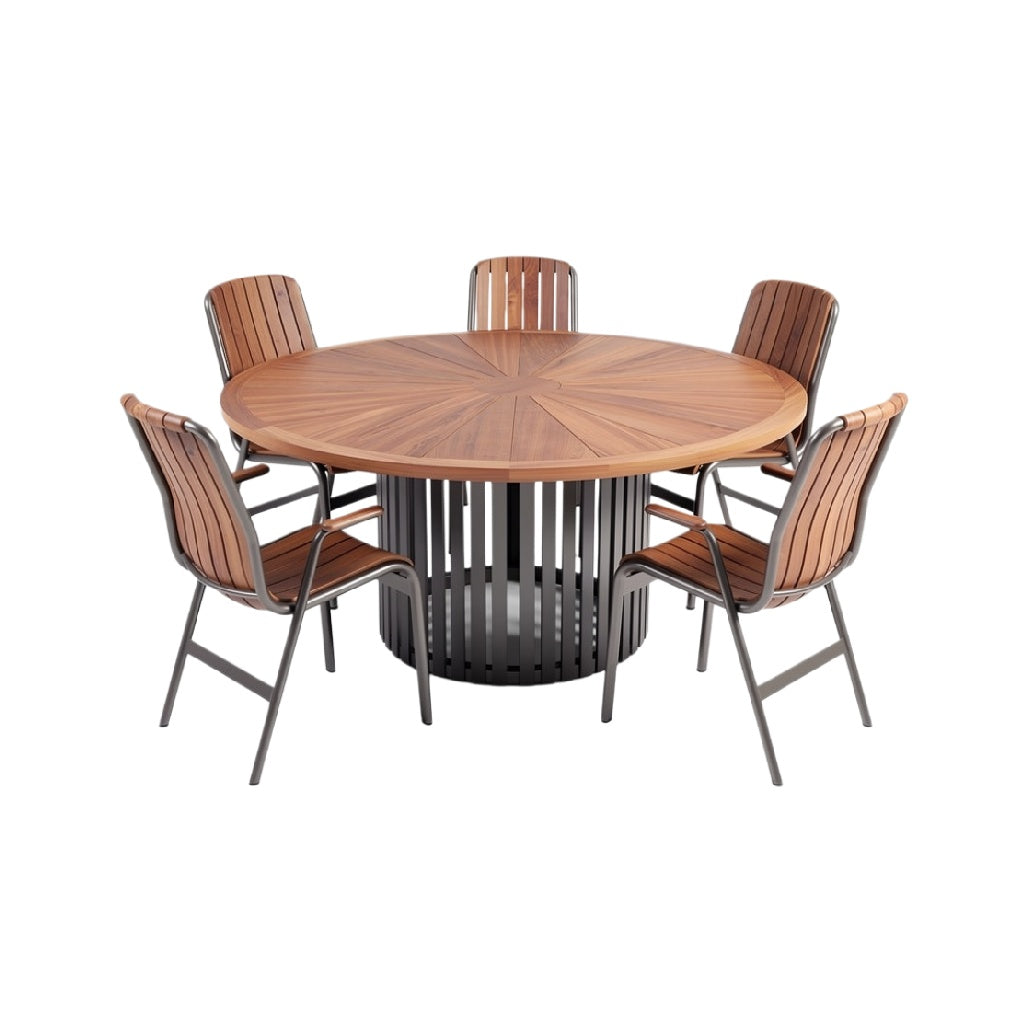 Modern Round Dining Table with Wooden Chairs