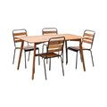 Modern Wooden Dining Set with Metal Chairs