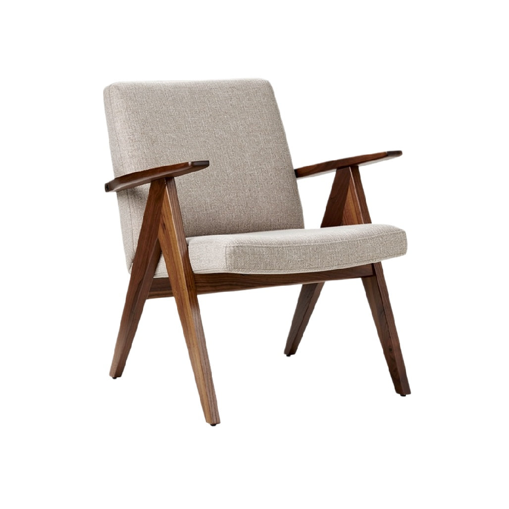 Mid-Century Modern Upholstered Armchair with Wooden Legs