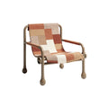 "Modern Patchwork Lounge Chair with Tubular Frame"