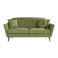 "Modern Green Upholstered Sofa with Cushions"