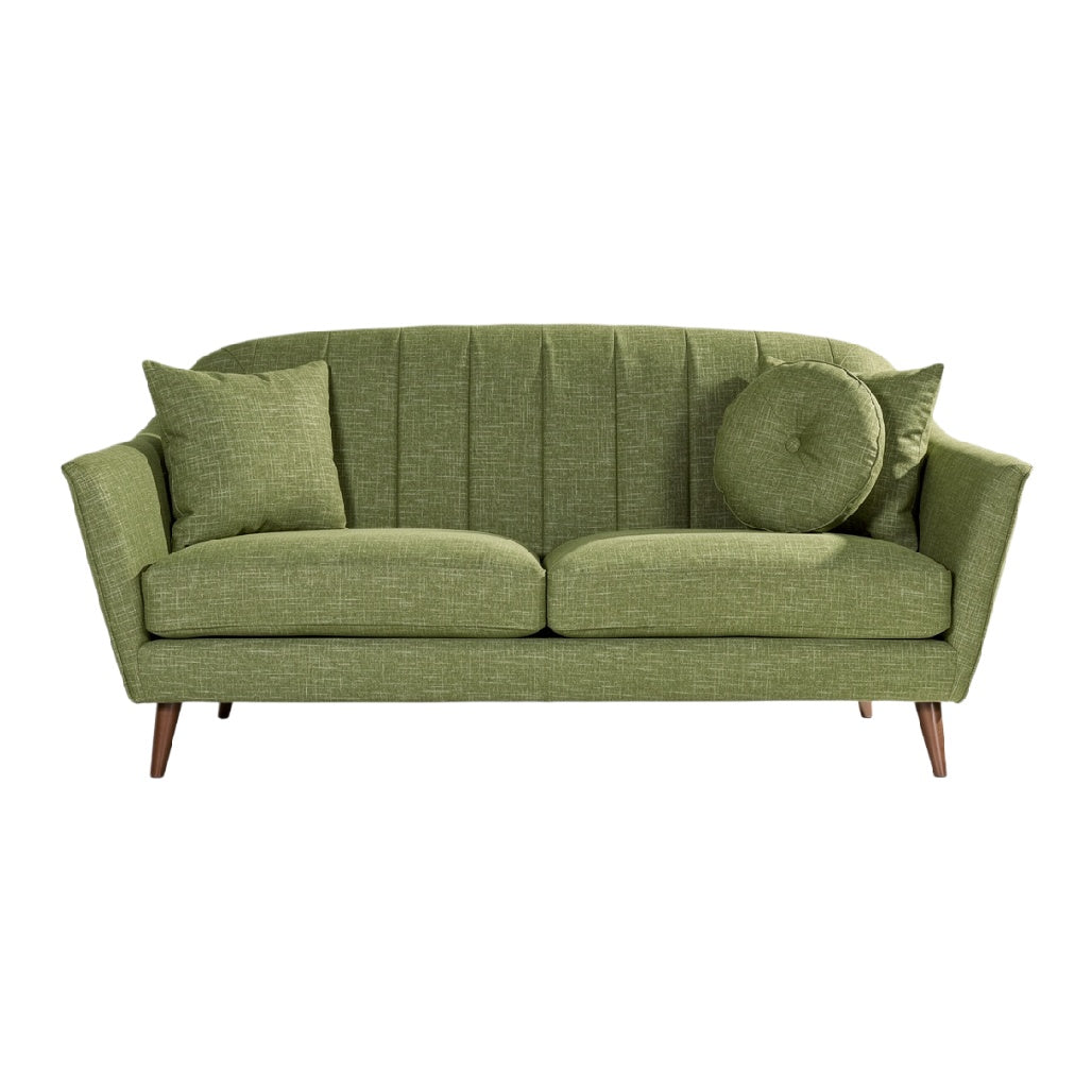 "Modern Green Upholstered Sofa with Cushions"