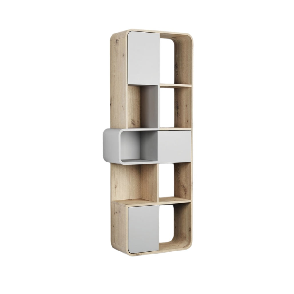 "Modern Wall-Mounted Storage Shelf with Mixed Textures"