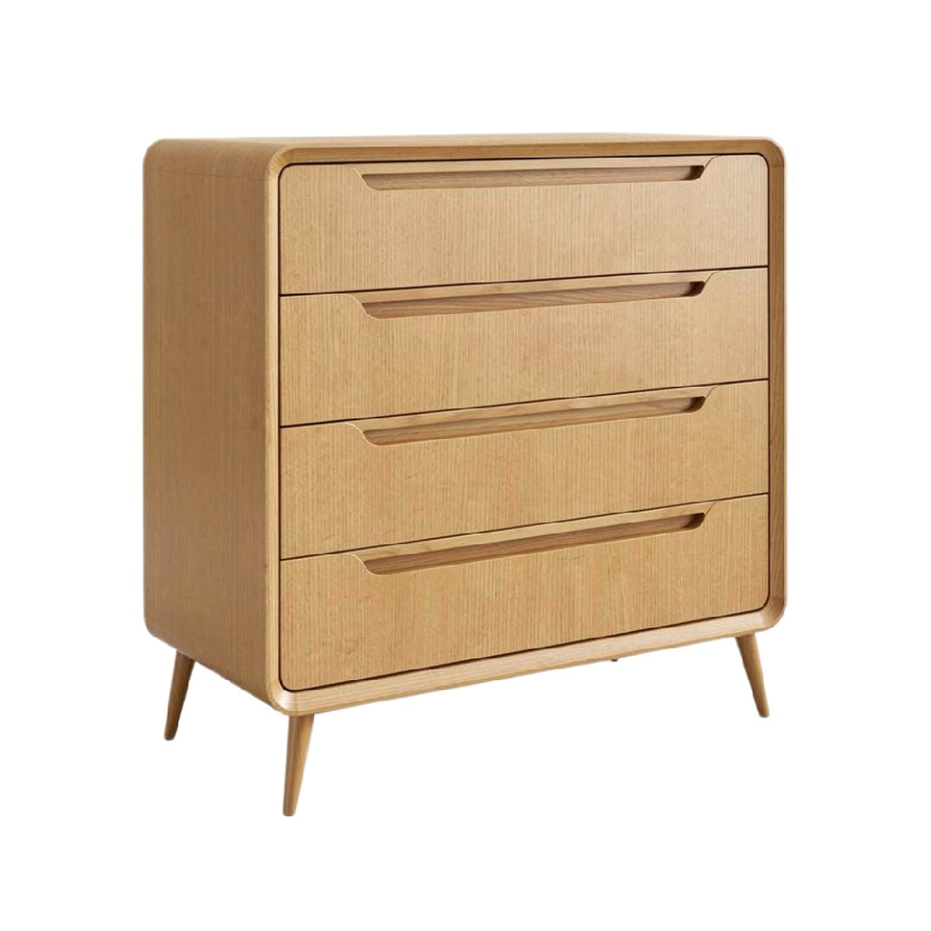 "Modern Wooden Chest of Drawers with Four Storage Compartments"